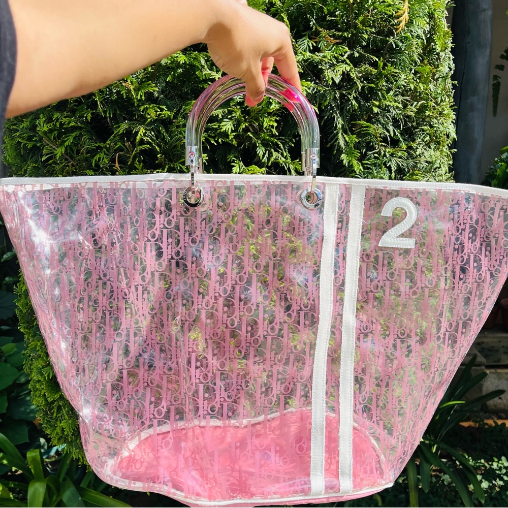 ULTRA RARE 💕 CHRISTIAN DIOR GALLIANO NUMBER 2 TROTTER TRANSPARENT PVC XL TOTE